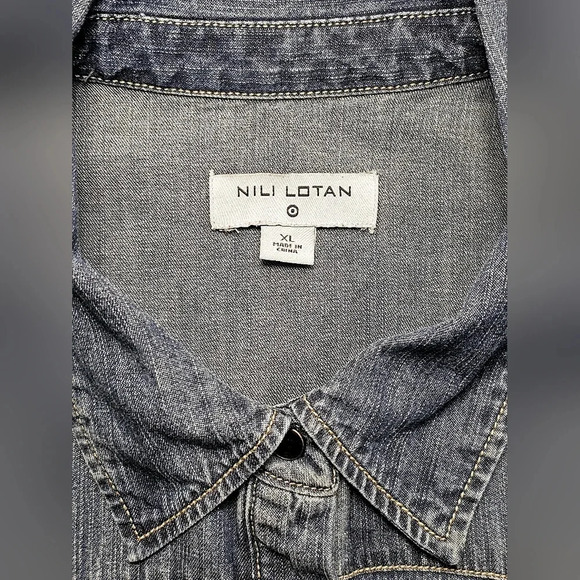 Nili Lotan x Target Womens Blue Denim Collared Jean Button-up Shirt Size XL - Picture 3 of 7